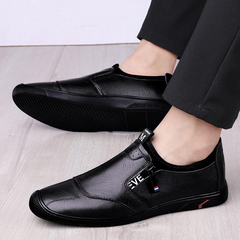 Brand High-quality Genuine Leather Men's Shoes Fashionable Classic Round Toe Casual Versatile Simple Comfortable Flat Shoes
