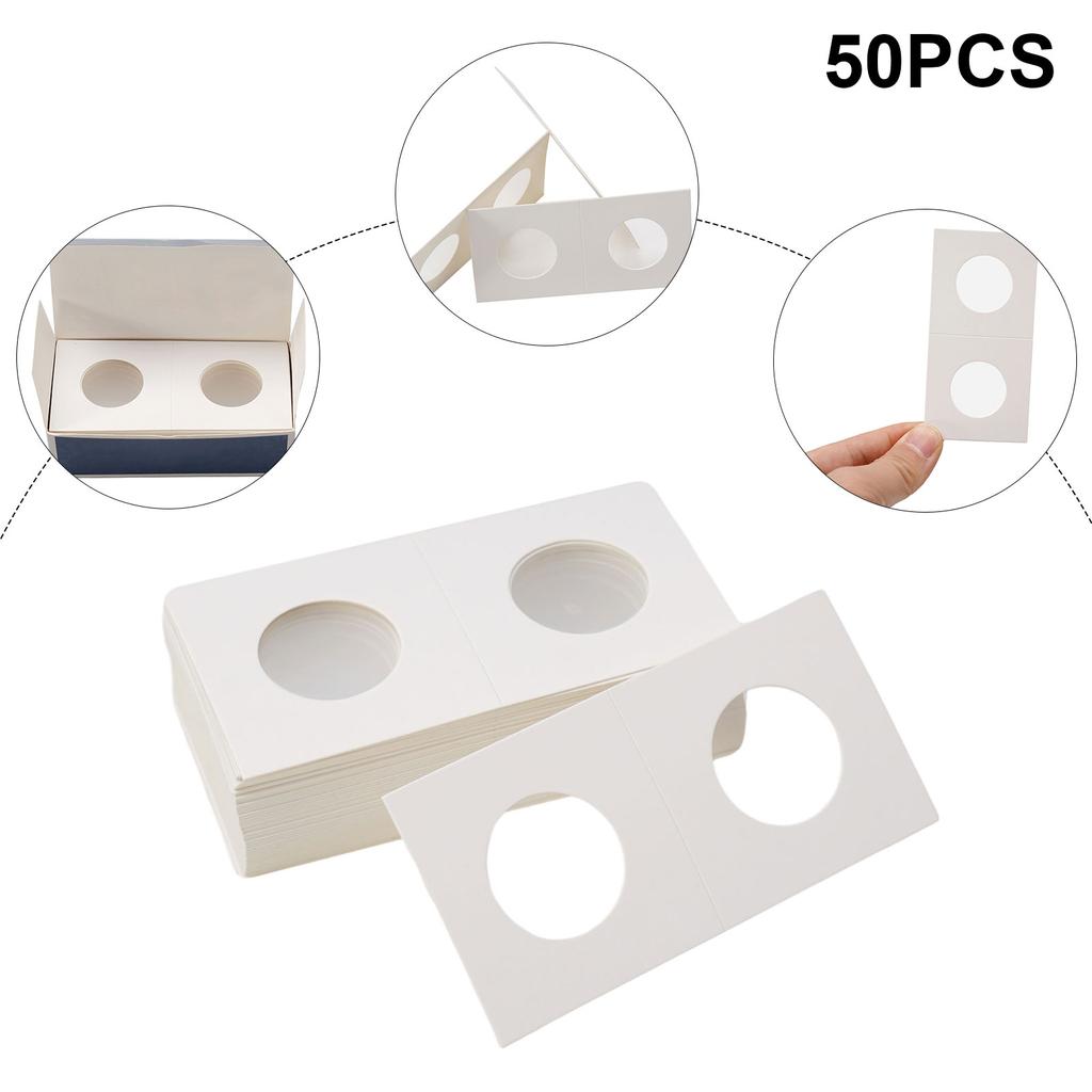 50PCS Coin Holders Stamp Holder Storage Box Storage Case Storage Holders Square Cardboard Box Household Supplies 17.5-40mm