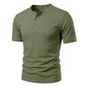 Men Henley Collar Short Sleeve Quick Dry Mesh Casual Sports Loose T Shirt