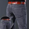 Jeans alla moda da uomo, pantaloni dritti grigi a vita media, pantaloni in denim