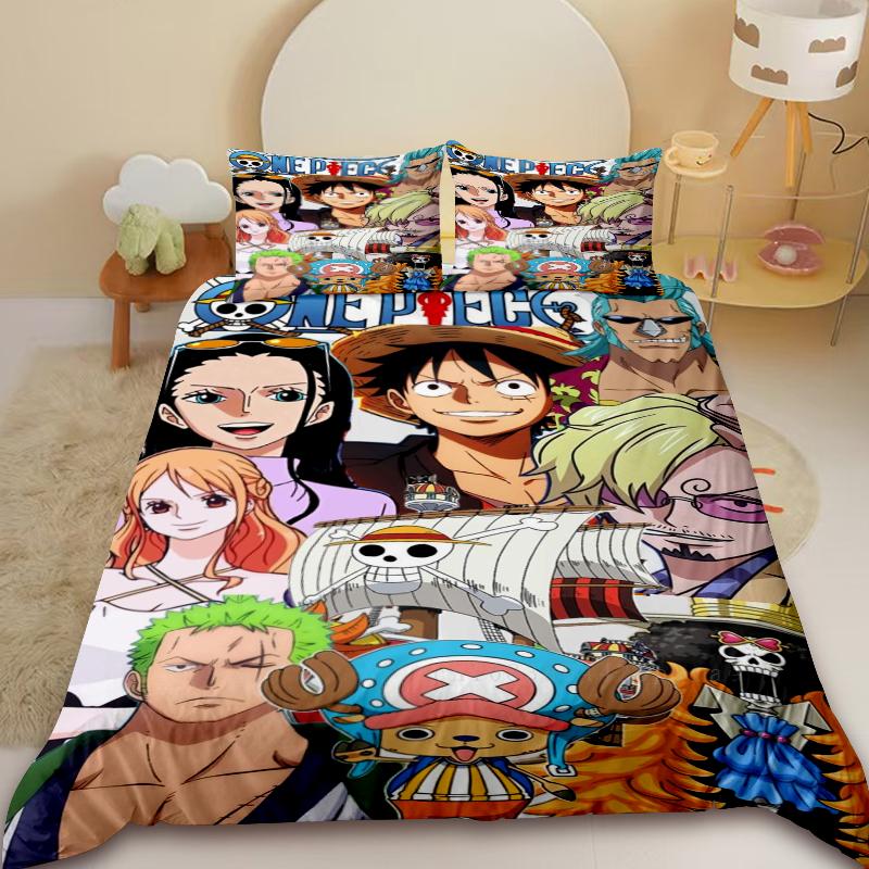 Anime One Piece Duvet Cover Luffy Cartoon Bedding Set Quilt Cover Twin King Size for Bedroom Decor Birthday Gifts