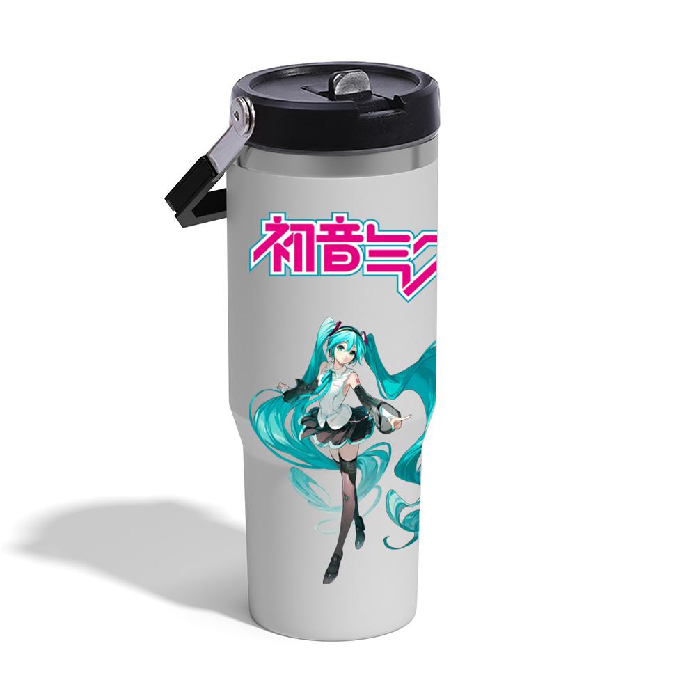Tazza termica in acciaio inossidabile da 30 oz, stampa Anime Hatsune Miku, colore solido semplice, tazza per acqua, isolamento termico, tazza fredda per ghiaccio, regalo per bambini