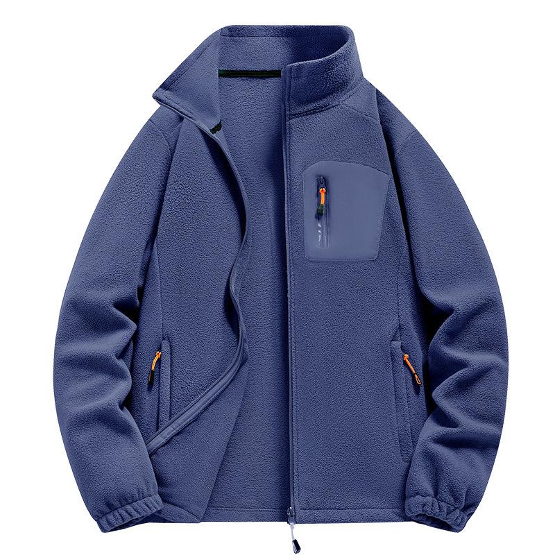 New Autumn and Winter Fleece Jacket for Men with Velvet Warm Stand Collar Loose Casual Fleece Jacket for Men