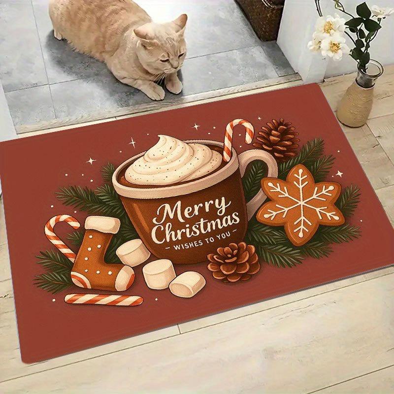 1 Stück Anti-Ermüdungs-Küchenteppiche Weihnachten Kakao Wasserdicht Rutschfest Dick Gepolsterte Küchenmatte Schwerlast Komfort Stehmatte für Küche