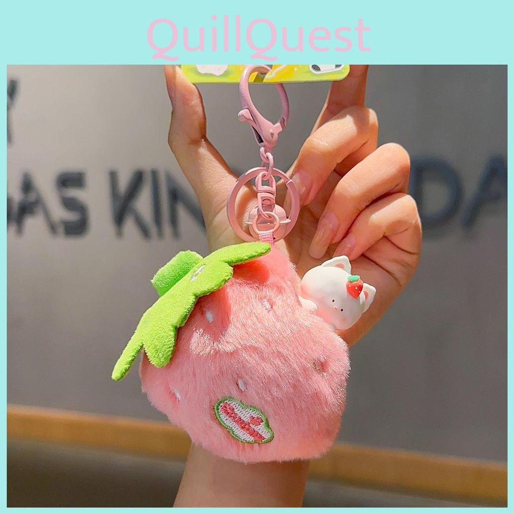 Creative Carrot Strawberry Bamboo Cat Plush Doll Pendant Keychain For Kids And Collectors