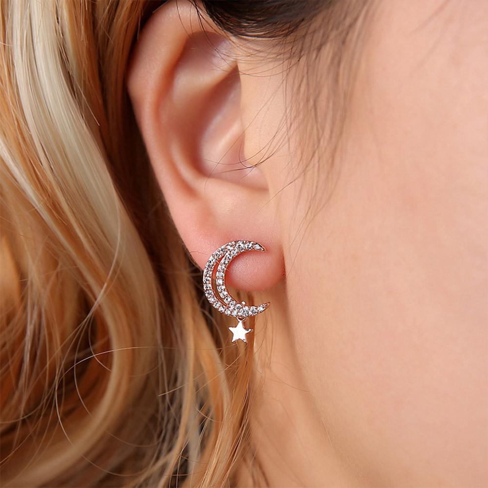 Women Fashion Star Moon All Matching Zircon Earrings