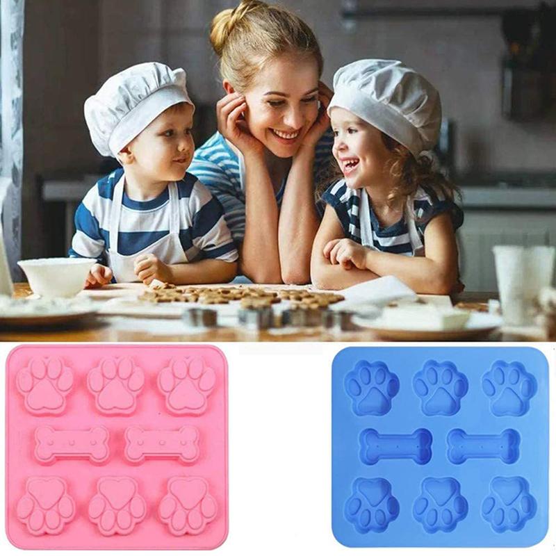 1Pc Dog Footprint Silicone Mold Bone Cookie Cutter Diy 3D Fondant Cat Paw Silicone Bakeware Molds Baking Accessories