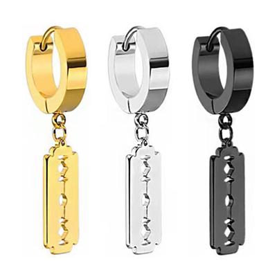 Stainless Steel Pendant Earrings Three-color Blade Shape Men's and Women's Jewelry