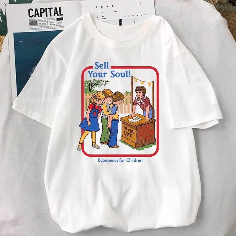 Sell Your Soul! T-shirt Vintage 90s Classic Satan Demon Funny Supernatural Graphic Tops Women Unisex Popular Cartoon Streetwear Tee