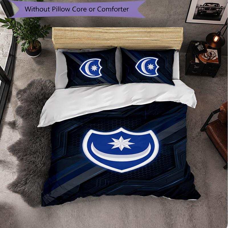 Portsmouth FC Themed Bedding 3Pcs Duvet Cover Set Decorative Bed Linen For Teen Room Home Decoration