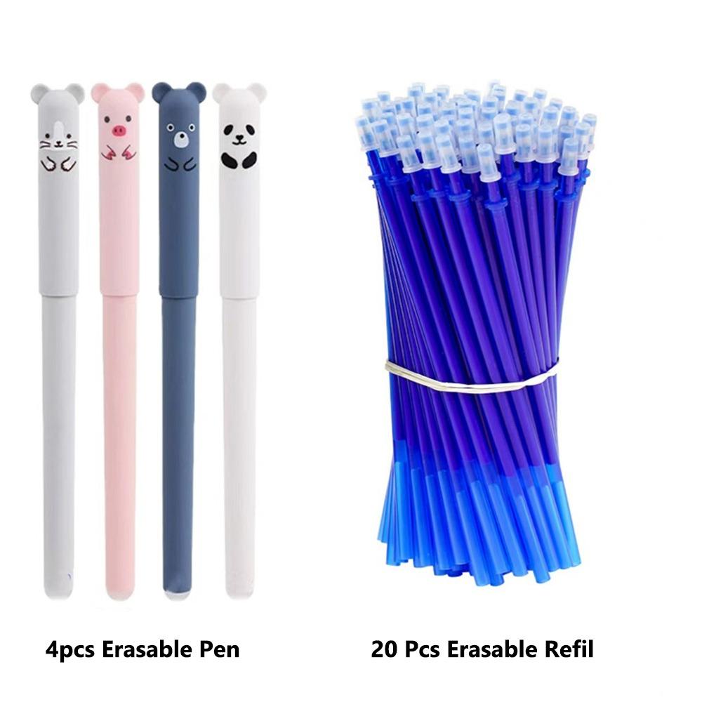 24PCS/Set 0.5mm Erasable Pen Black/Blue Ink Sign Pen Cartoon Ballpoint Pen  Students