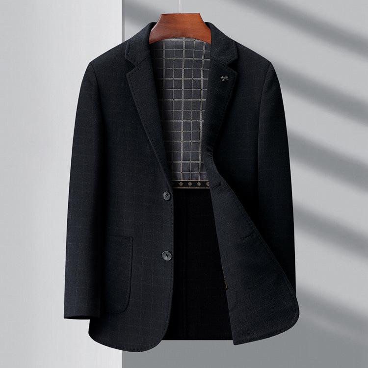 2026 Autumn/Winter Men's Double-Sided Cashmere Wool Suit - Middle-Aged Business Casual Coat