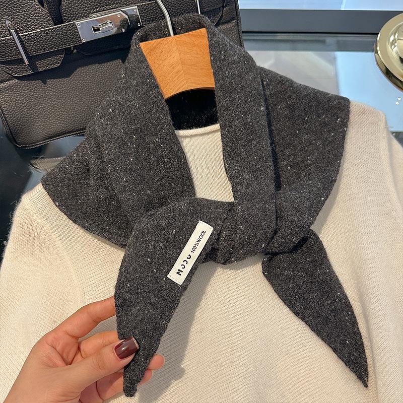 Strickschal für Damen, 100 % Wolle, Winterwarm, Dreieckiges Design, Unifarben, Dickes Tuch, Weicher Kaschmir-Pashmina-Halskragen, NEU