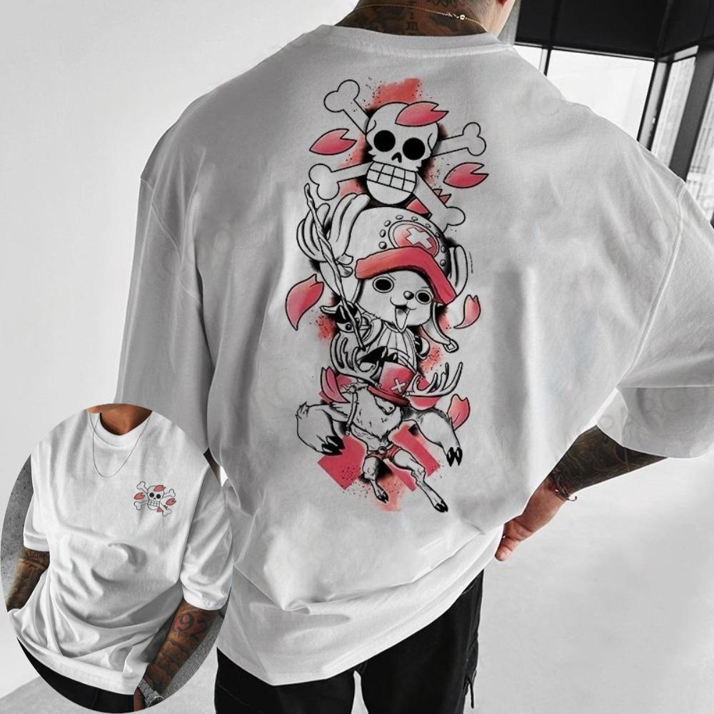 Men s T-shirt Summer Anime Short Sleeve 2XS