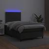 Exclusive House - Black LED Mattress Slatted Bed Base 120x190 Cm Faux Leather