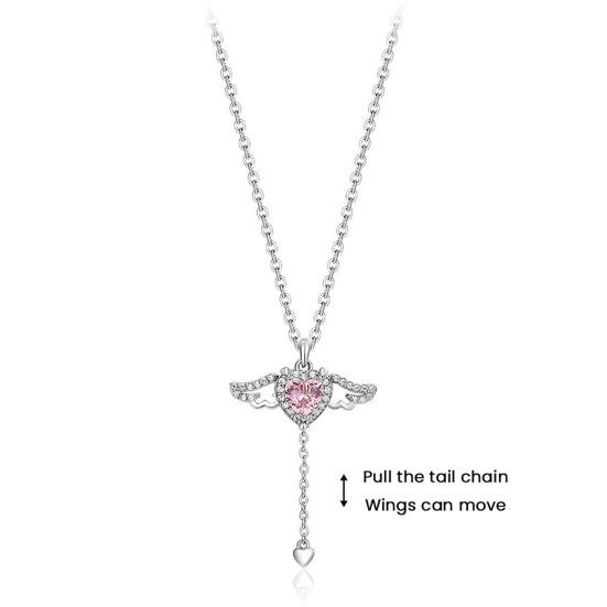 Yousheng Choker Necklace Alloy Sparkling Rhinestones Angel Heart Pendant Necklace Adjustable Length Necklace Jewelry Gift