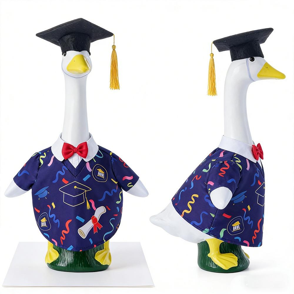 The Porch Decoration Goose Graduation Robe and Hat Set Is Perfect for Celebrating Graduation, Parties, and Garden Displays