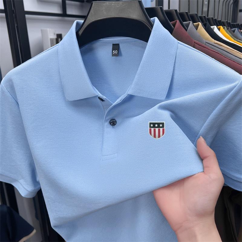 Men's Polo Shirt High Quality Lapel Flag Print Short Sleeve T-Shirt Summer Fashion Trend Men's Wear
