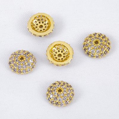 8mm Spacer Bead Caps Gold Plated Brass with Shiny Zircon Flower Bead Copper End Caps for Jewelry Making Supplies DIY Accessories
