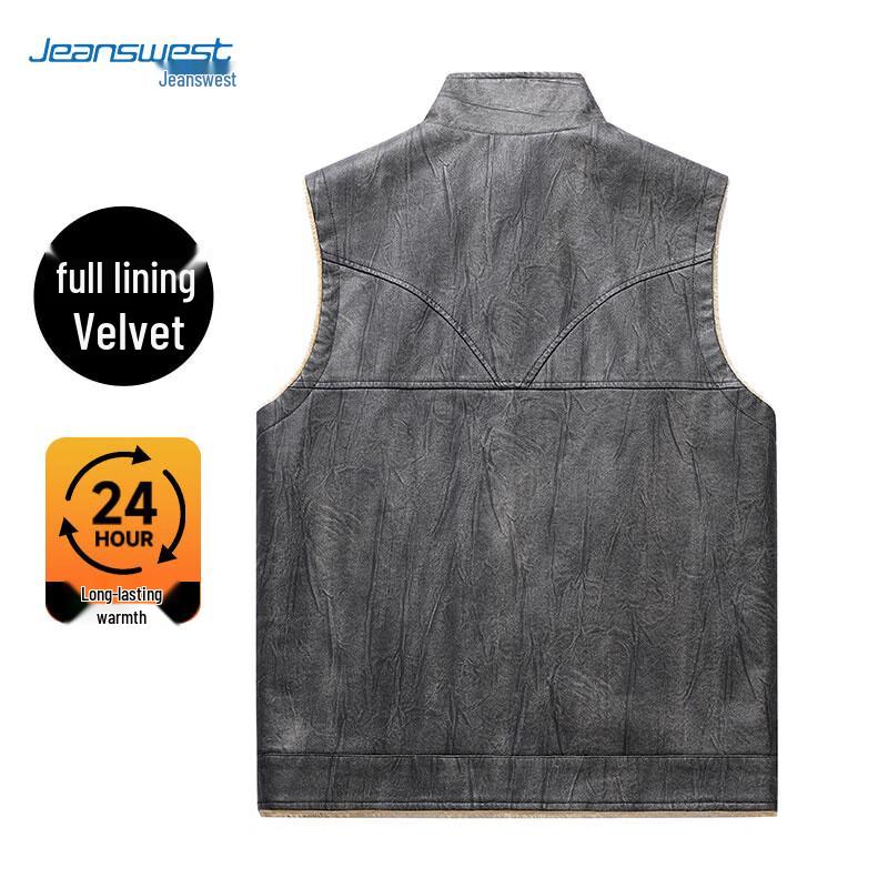 JEANSWEST Herr Vinterväst med Fuskpäls och Lammullsfoder