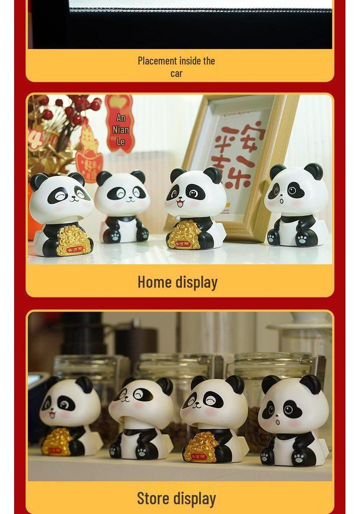 Ornamento Panda Oscillante Alimentato a Energia Solare per Scrivania o Auto