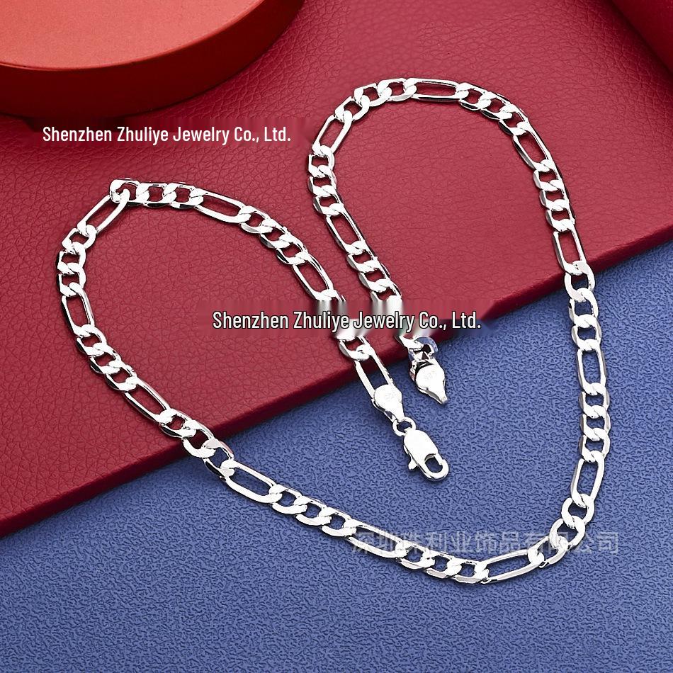 16-30 Inch Fashionable 925 Silver 2-12MM Multi-Strand Sideways Necklace