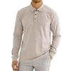 European and American Style Men's Spring Autumn Long Sleeve T-shirt Solid Buttoned Turn Down Collar Polo Shirt