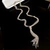 Brushed water drop love pendant, pull-out necklace, simple and high-end sweater chain, niche cold wind necklace jewelry
