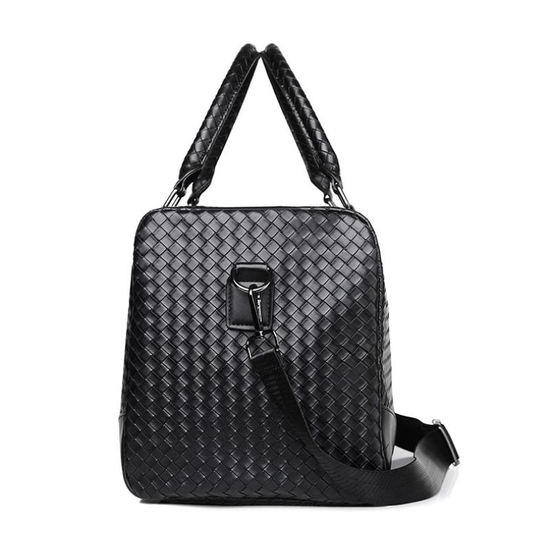 Vintage Woven Handheld Travel Bags High Quality PU Leather Large Capacity Sports Yoga Fitness Bag for Men Short Distance Trip Oblique Span Touring Bag