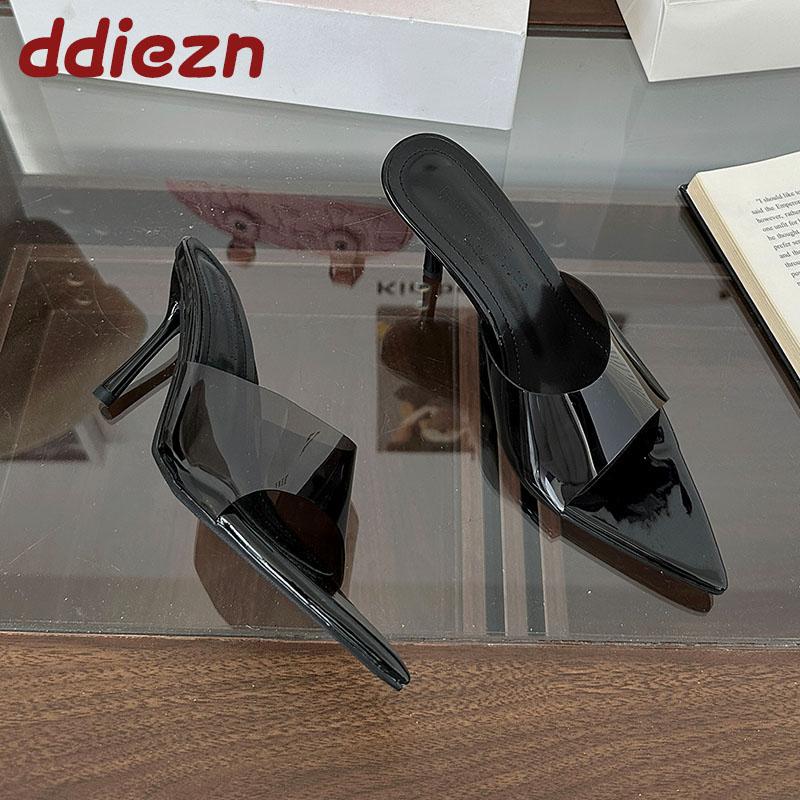 Fashion 2025 New Fashion Transparent Women High Heels Pumps Shoes Shallow Female Slip On Footwear Pointed Toe Ladies Thin Heels Shoes
