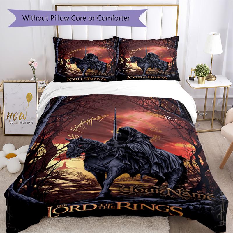 Lord Rings Customize Text Bed Sheet Set Suitable for Living Rooms Soft Bedding Bedroom Decor Best for Christmas