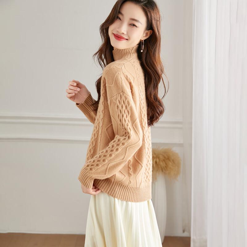 Srcr Women's 100% Wool Cable Knit Loose Sweater