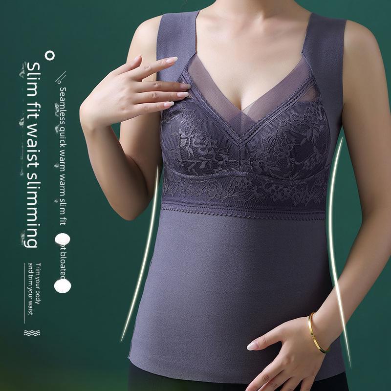 Damen Beheizte Spitze Samt Slim Fit Weste - Nahtlos und Warm