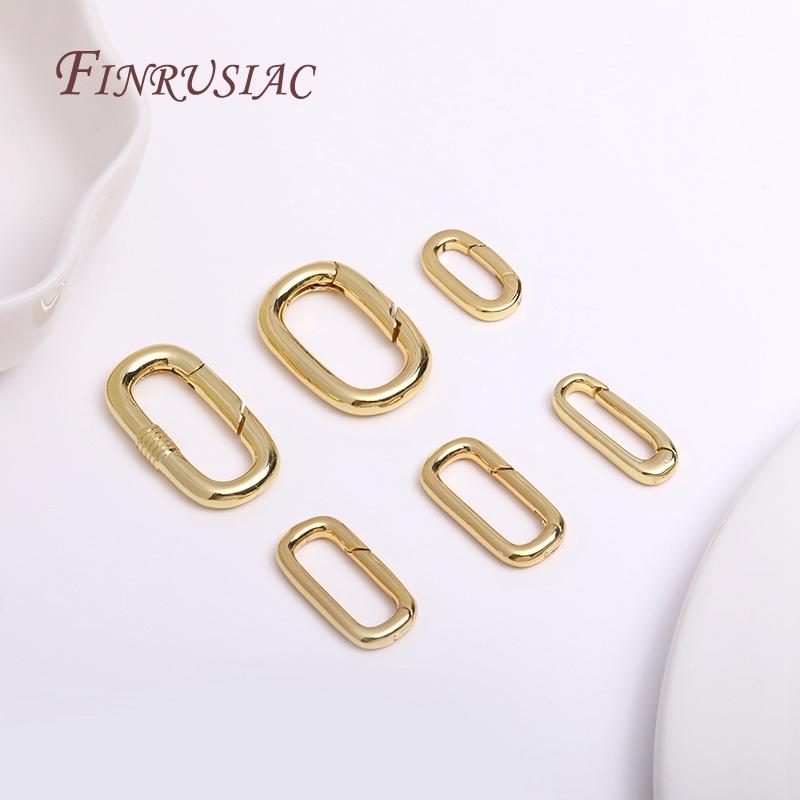 18K Gold Plated Oval/Heart Carabiner Spring Clasps Push In Gate Lock Jewelry Clasp For DIY Handmade Jewelry Making Accessories