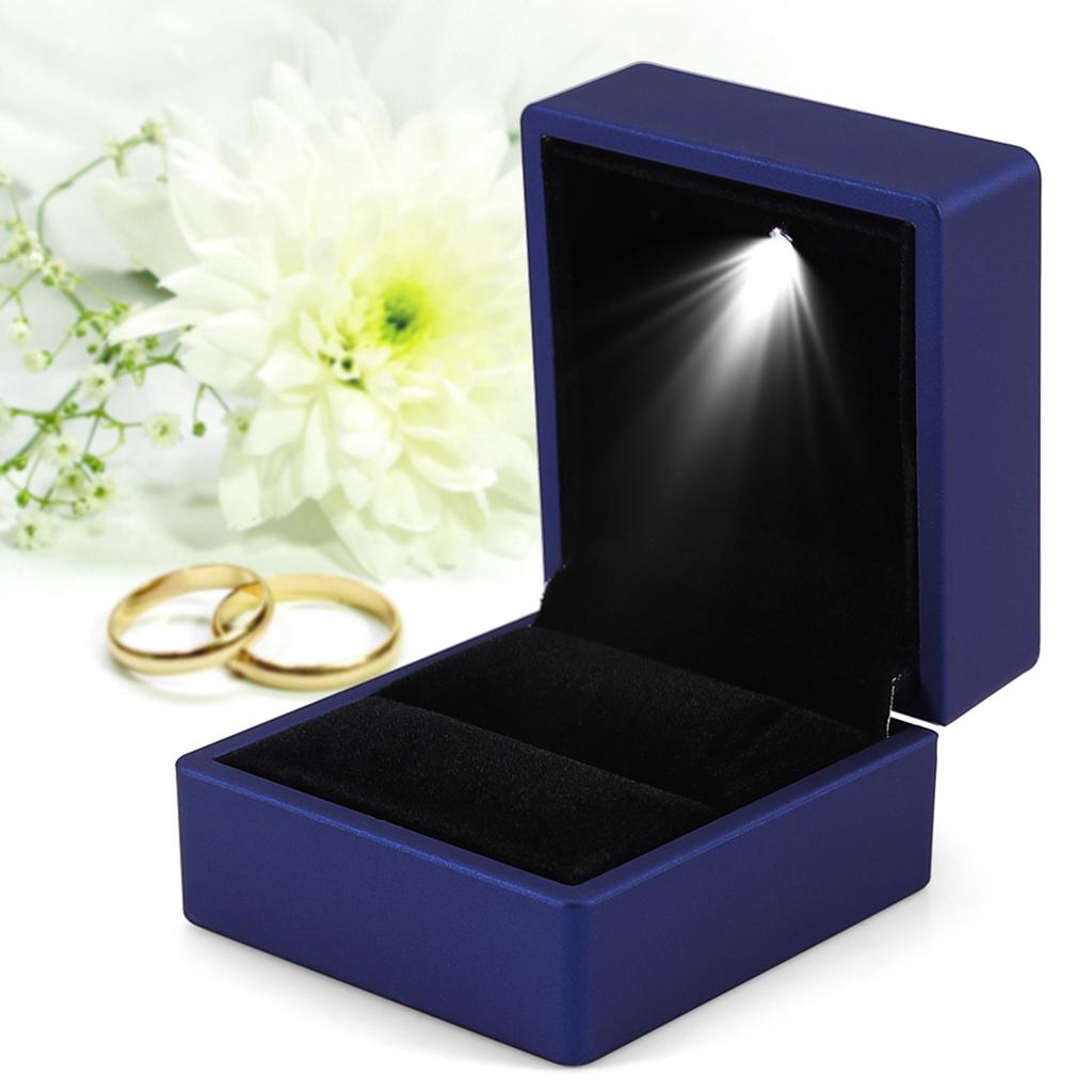 4 Colors Fashionable LED Lighted Ring Storage Box Jewelry Display Case Gift