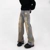 JYL Men's Cargo Flare Jeans American Vintage Camo Spring Lumberjack Straight Denim