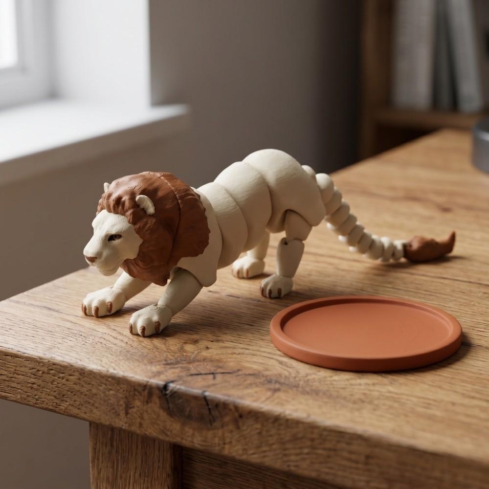 3D-gedruckte Löwenstatuen Kreative Löwenornamente Geschenke Gelenkige Löwenfigur für den Schreibtisch