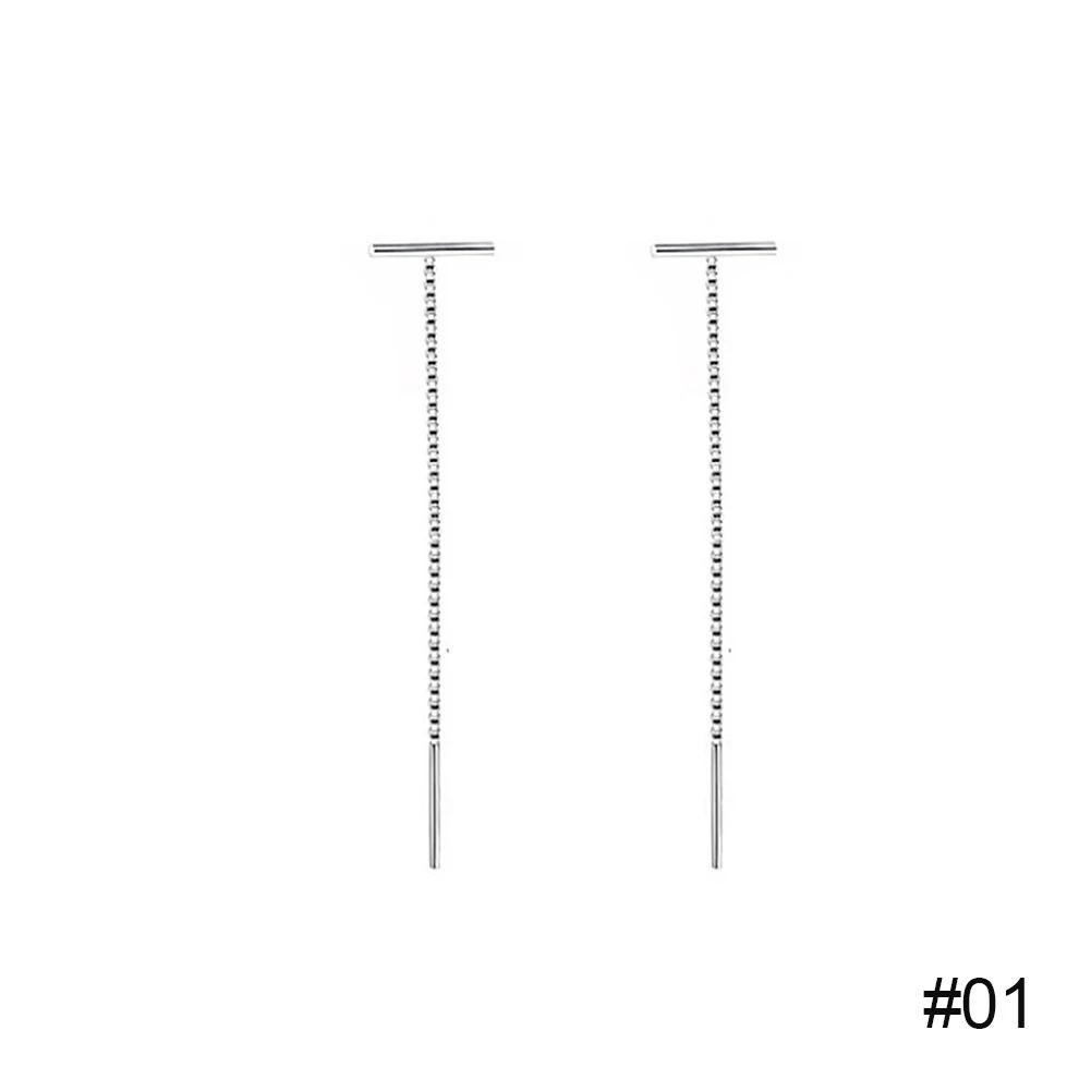 

Fashion Minimalist Long Earring Silver Color Simple Tassel Chain Statement Earrings Women Korea Joker Ear Line Jewelry Gift срібний