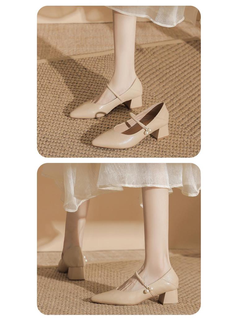 Elegant French Pearl Mary Jane Heels - Retro Hong Kong Style Skirt & Cheongsam Match