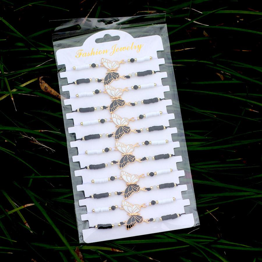 Wholesale 6Pcs Butterfly Bracelet Set Women Braided Rope Small Beads Friendship Couple Braslet Magnetic Adjustable Hand Jewelry