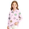 Girls' Long Sleeve Print School Uniform Blouse for Casual Formal Wear