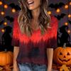 Women's V-Neck Short Sleeve Halloween Print Casual Top
