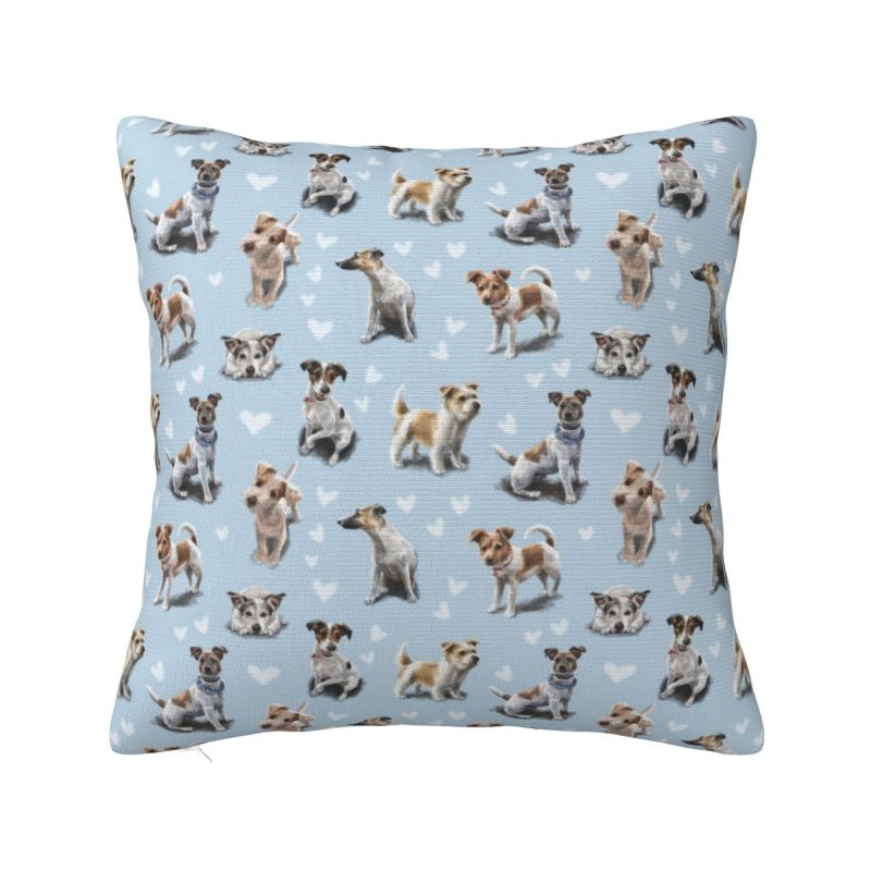 Niedlicher Jack Russell Terrier Kissenbezug 40x40cm Weiches Haustier Hund Wurfkissen für Auto Quadratischer Kissenbezug Wohnzimmer Dekoration