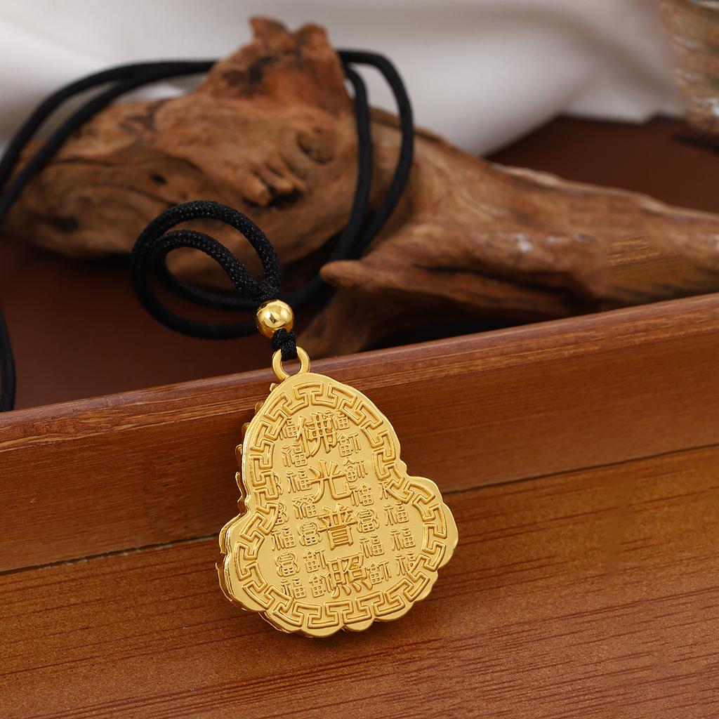 Ancient Method Inheritance Flame Buddha Head Small Fat Blessing Pendant Necklace, Guochao Imitation Vietnamese Sand Gold Enamel Ethnic Style Necklace