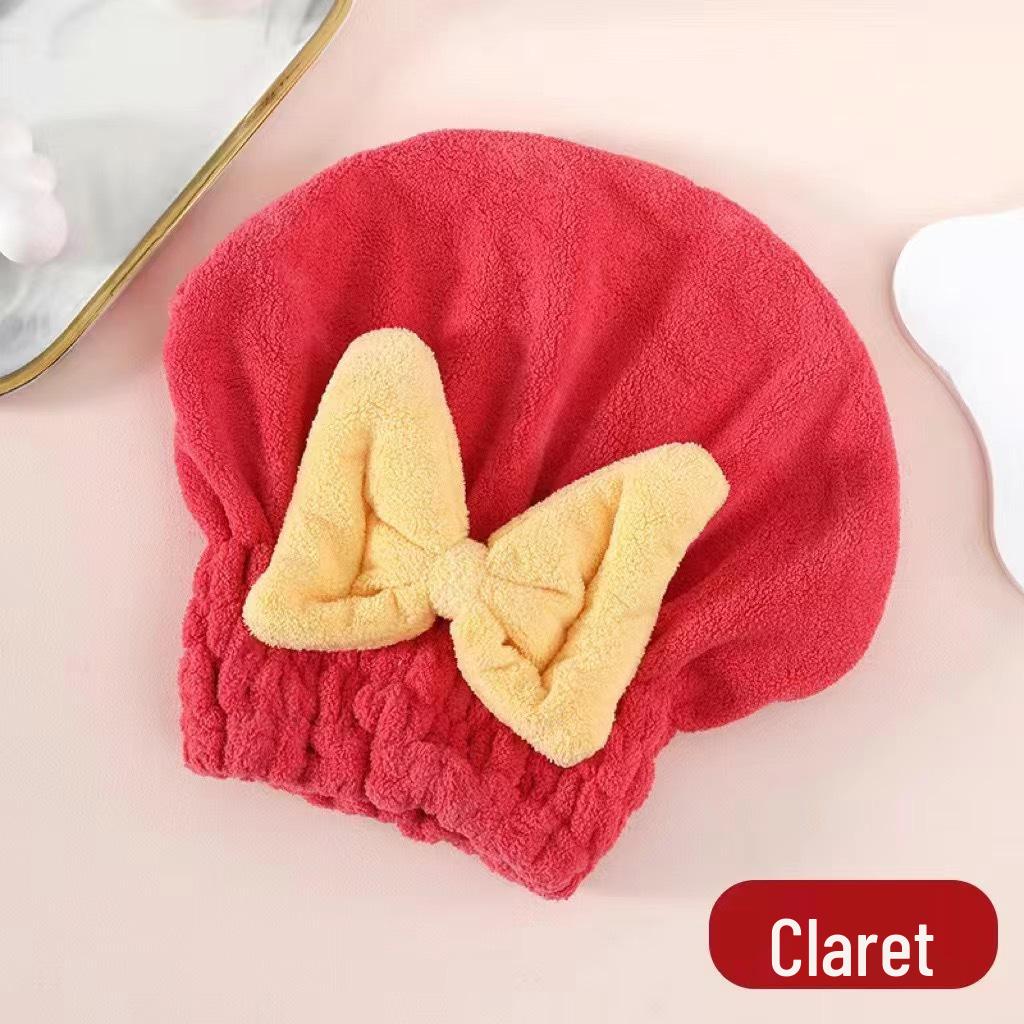 

Bow-Accent Quick-Dry Super Absorbent Hair Towel Cap for Women 26x27 cm