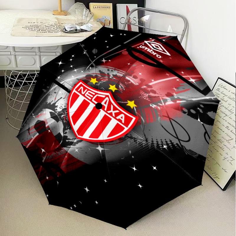 1PC Football Crest Heartbeat Printed Umbrella Folding umbrella, automatic umbrella 8-Frame for Travel, camping Fan gifts Christmas Gifts