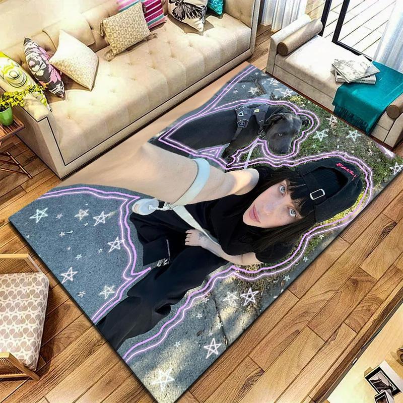 Billie Eilish Carpet Rug for Living Room Bedroom Home Sofa Decoration,Kids play Non-slip Floor Mat
