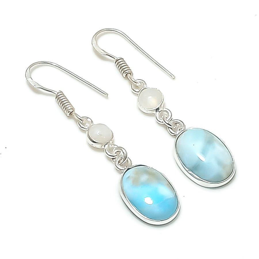 

Natural Larmar, Moonstone 925 Sterling Silver Jewelry Earring 1.77 AEE-11197