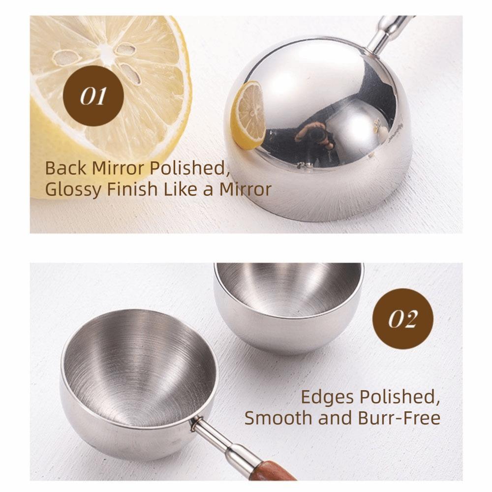 Long Handle Coffee Bean Measuring Cups Wood Handle Coffee Sugar Scoop Baking Accessories