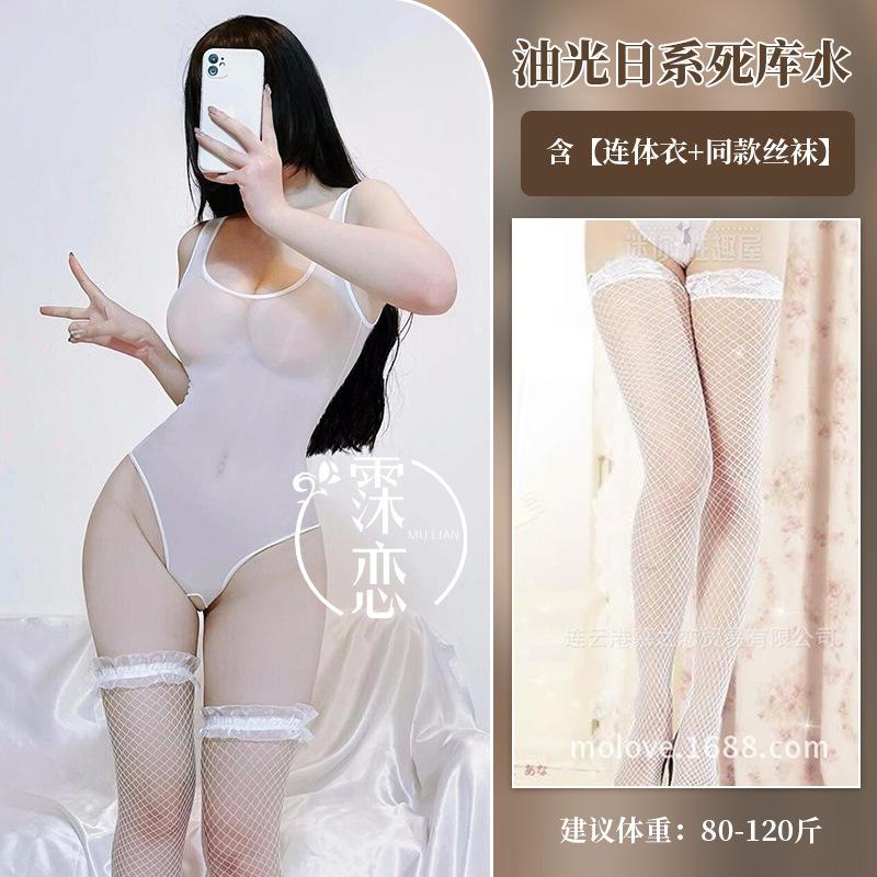 Błyszczący jednoczęściowy strój kąpielowy dla kobiet, seksowny, z perspektywą, japoński, dead pool, wodny, czyste pożądanie